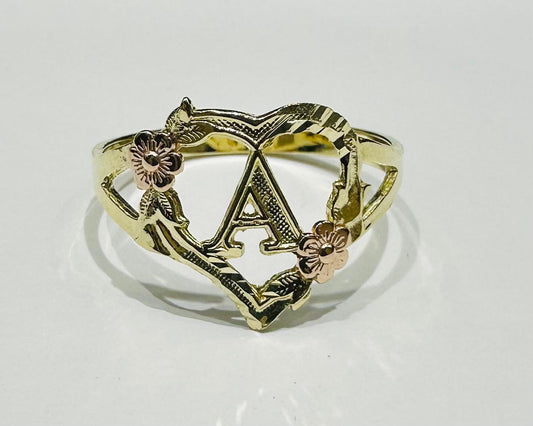 10K GOLD INITIAL "A" RING, SIZE: 9.2,  WEIGHT: 1.8gm