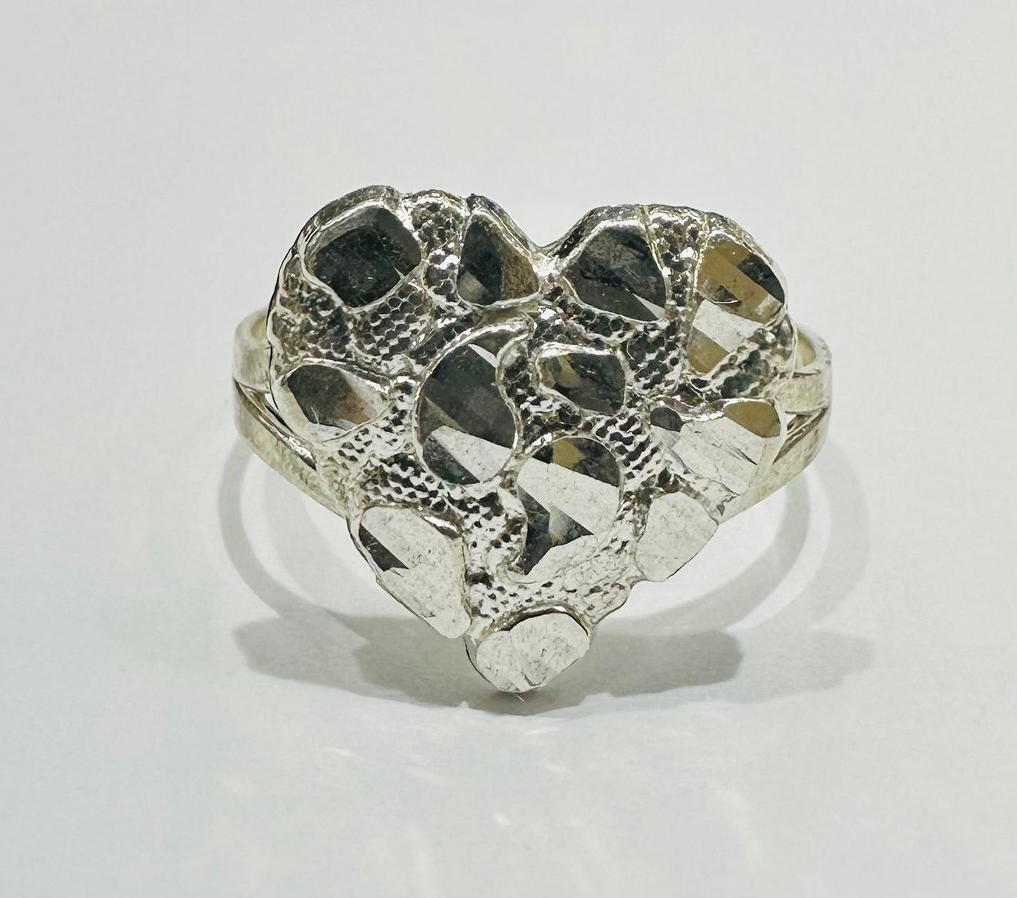 SILVER HEART RING, SIZE: 7.8,  WEIGHT: 1.8gm