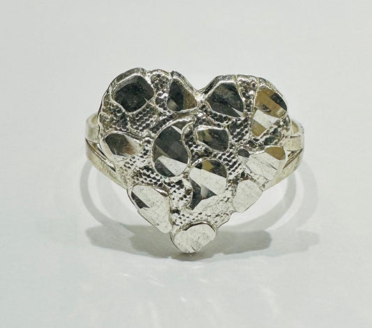 SILVER HEART RING, SIZE: 7.8,  WEIGHT: 1.8gm