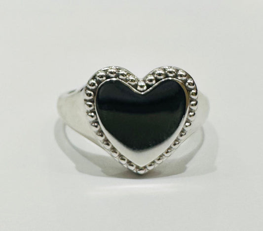 SILVER HEART RING, SIZE: 9.5,  WEIGHT: 4.7gm