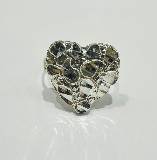 SILVER HEART RING, SIZE: 7.2,  WEIGHT: 2.2gm
