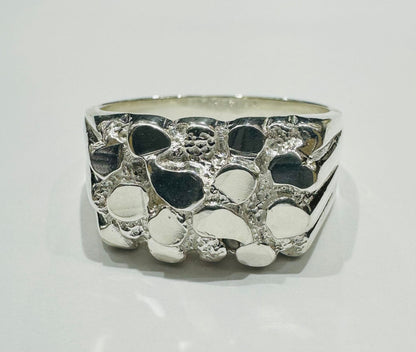 SILVER NUGGET RING, SIZE: 12.5,  WEIGHT: 8.1gm