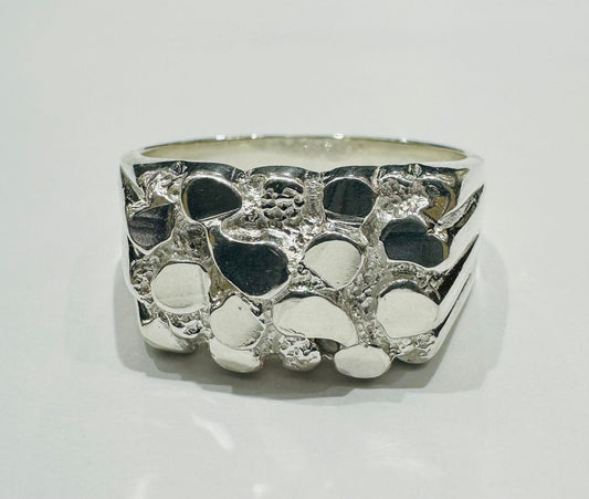 SILVER NUGGET RING, SIZE: 12.5,  WEIGHT: 8.1gm