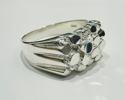 SILVER NUGGET RING, SIZE: 12.5,  WEIGHT: 8.1gm
