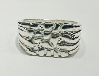 SILVER NUGGET RING, SIZE: 10.5,  WEIGHT: 6.0gm