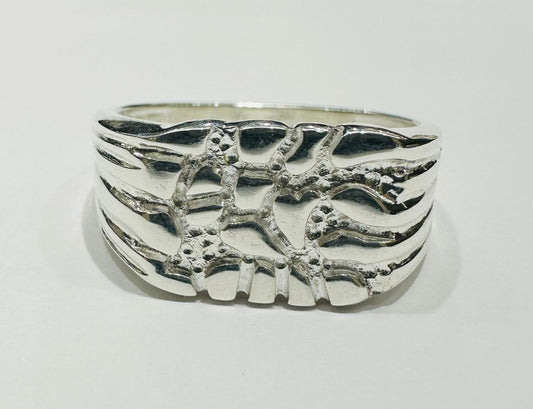 SILVER NUGGET RING, SIZE: 10.5,  WEIGHT: 6.0gm