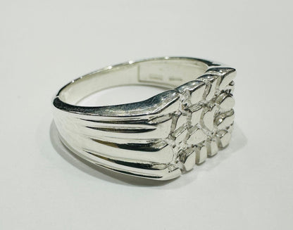 SILVER NUGGET RING, SIZE: 10.5,  WEIGHT: 6.0gm