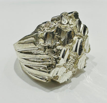 SILVER NUGGET RING, SIZE: 11.5,  WEIGHT: 15.3gm
