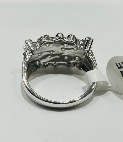 SILVER NUGGET RING WITH CZ STONES, SIZE: 9.5  WEIGHT: 6.4gm