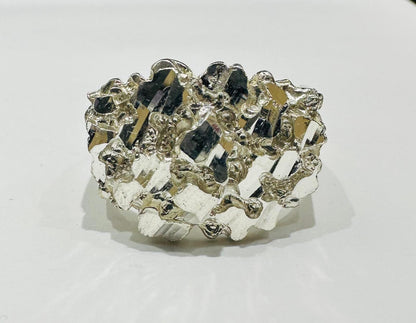 SILVER NUGGET RING, SIZE: 10.5  WEIGHT: 11.8gm