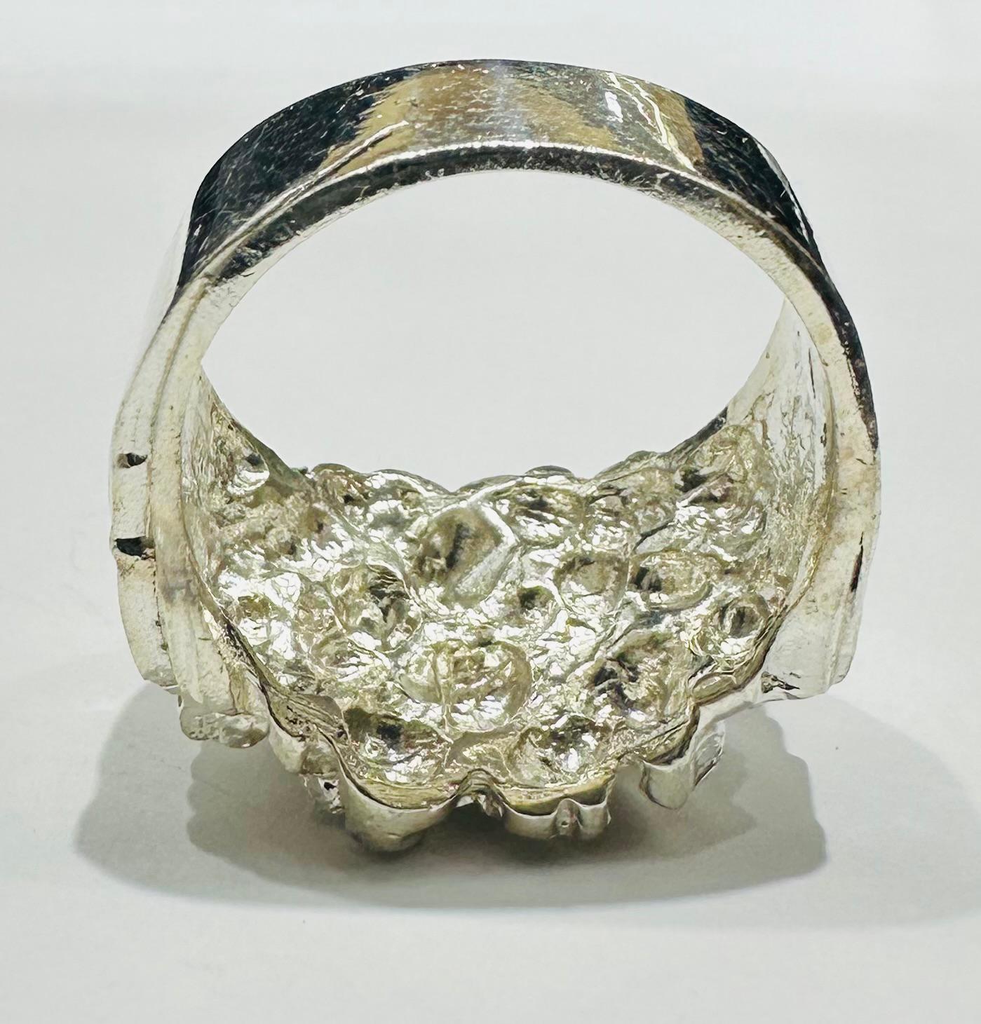 SILVER NUGGET RING, SIZE: 10.5  WEIGHT: 11.8gm