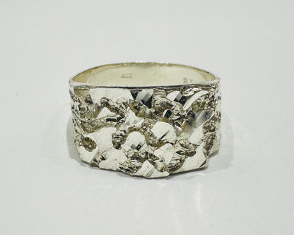 SILVER NUGGET RING, SIZE: 10.2 WEIGHT: 5.3gm