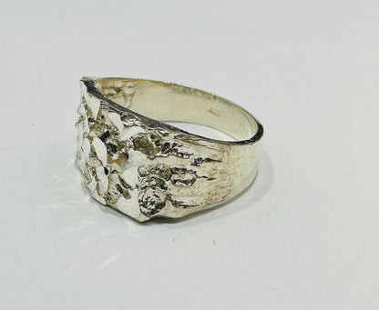 SILVER NUGGET RING, SIZE: 10.2 WEIGHT: 5.3gm