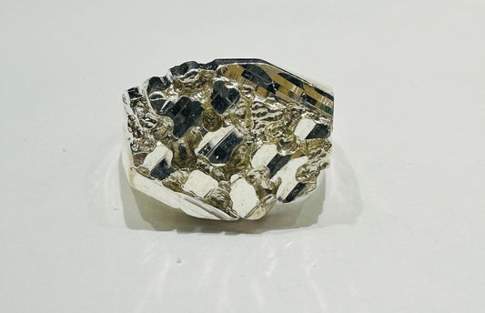 SILVER NUGGET RING, SIZE: 9.5 WEIGHT: 5.7gm
