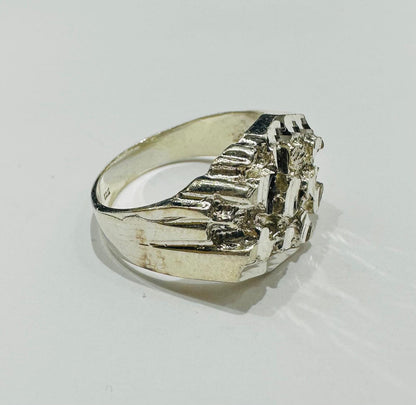 SILVER NUGGET RING, SIZE: 9.5 WEIGHT: 5.7gm