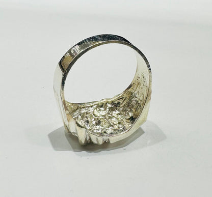 SILVER NUGGET RING, SIZE: 9.5 WEIGHT: 5.7gm