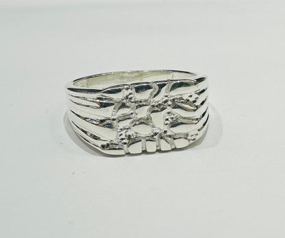 SILVER NUGGET RING, SIZE: 11.0 WEIGHT: 6.4gm