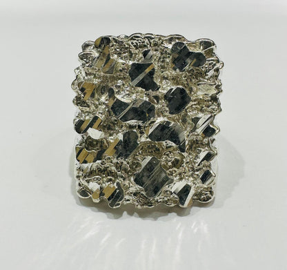 SILVER NUGGET RING, SIZE: 10.2,  WEIGHT: 16.7gm