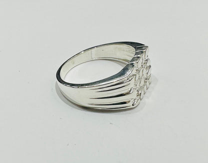 SILVER NUGGET RING, SIZE: 11.0 WEIGHT: 6.4gm