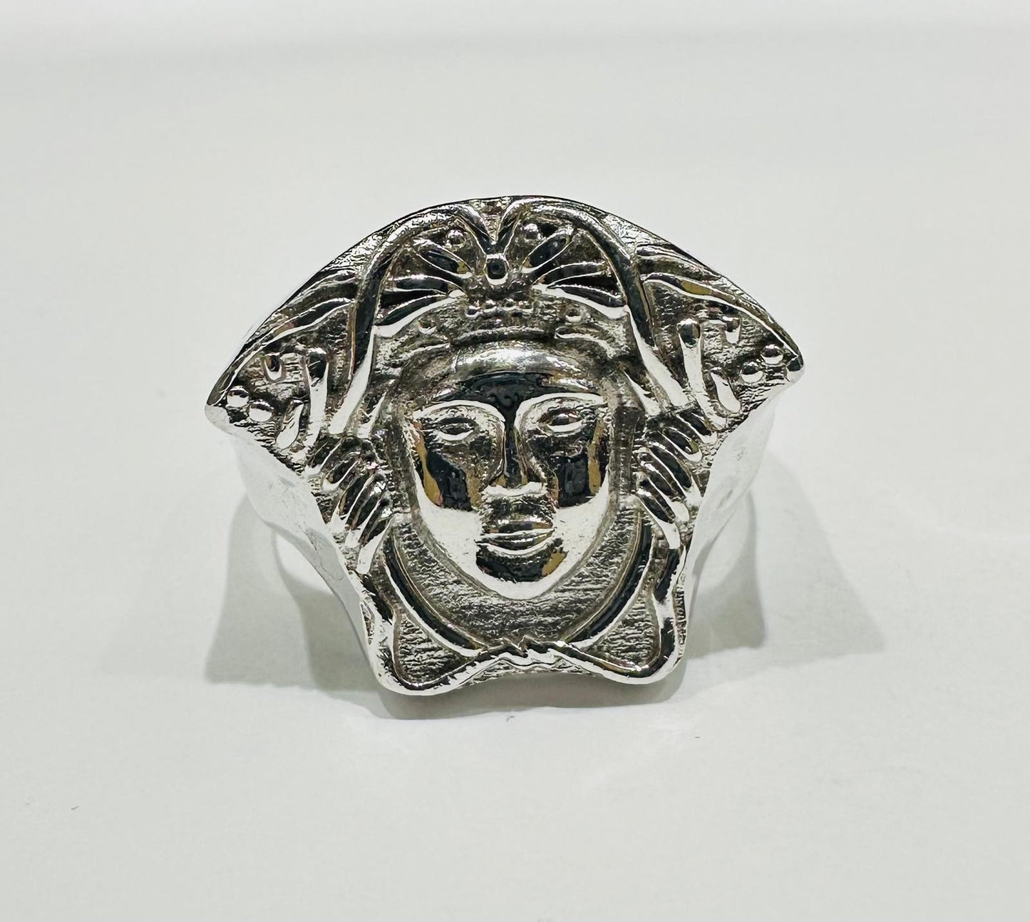 SILVER MEDUSA HEAD RING, SIZE: 10.0 WEIGHT: 8.6gm