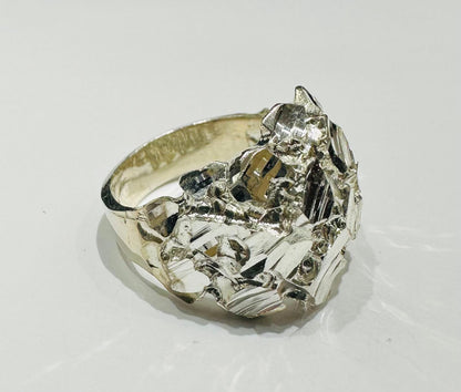 SILVER NUGGET RING, SIZE: 11.0 WEIGHT: 8.7gm