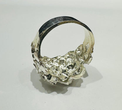 SILVER NUGGET RING, SIZE: 11.0 WEIGHT: 8.7gm