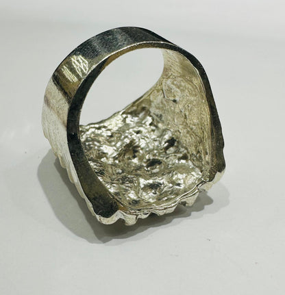SILVER NUGGET RING, SIZE: 10.2,  WEIGHT: 16.7gm
