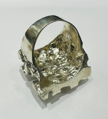 SILVER NUGGET RING, SIZE: 13.4  WEIGHT: 22.5gm