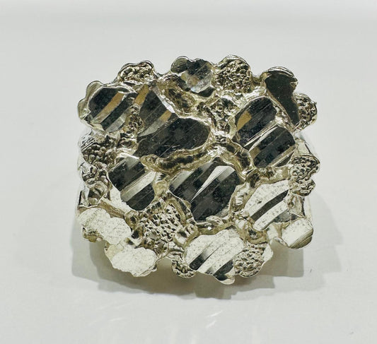 SILVER NUGGET RING, SIZE: 11.5,  WEIGHT: 15.3gm