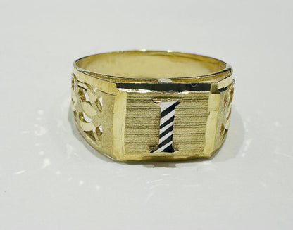 10K GOLD INITIAL LETTER RING "I"  SIZE: 8.0 WEIGHT: 2.6gm