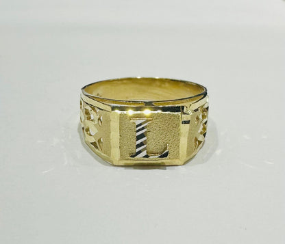 10K GOLD INITIAL LETTER RING "L"  SIZE: 7.8 WEIGHT: 2.6gm