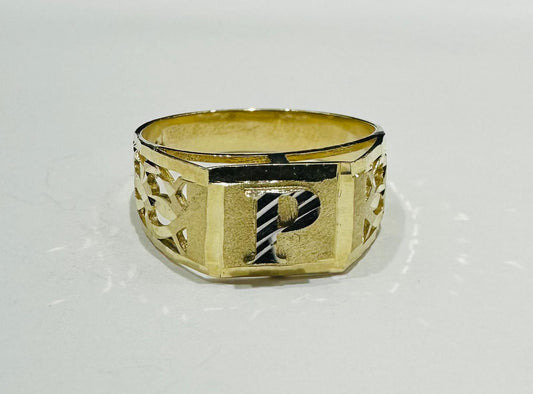 10K GOLD INITIAL LETTER RING "P"  SIZE: 8.0 WEIGHT: 2.7gm