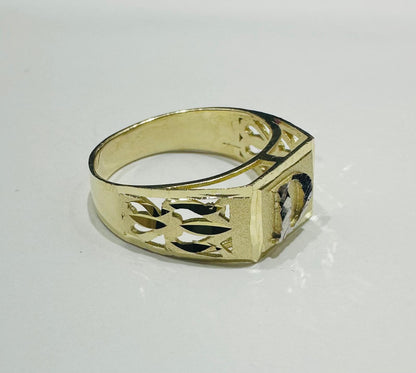 10K GOLD INITIAL LETTER RING "D"  SIZE: 8.0 WEIGHT: 3.0gm