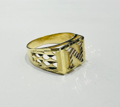 10K GOLD INITIAL LETTER RING "N"  SIZE: 10.0  WEIGHT: 4.0gm
