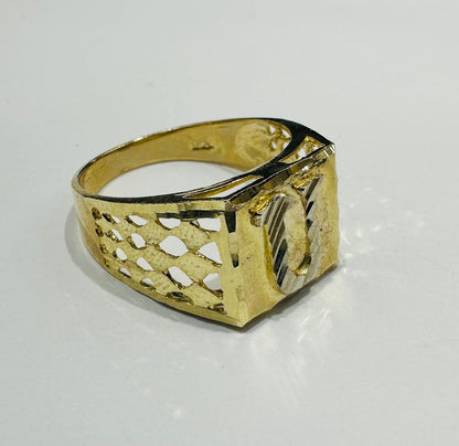10K GOLD INITIAL LETTER RING "U"  SIZE: 10.0  WEIGHT: 3.7gm