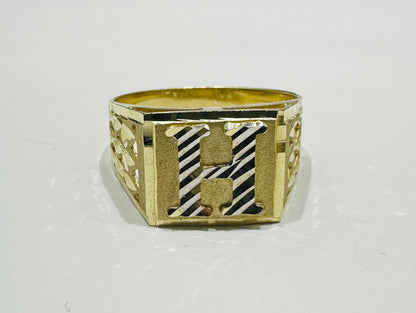 10K GOLD INITIAL LETTER RING "H"  SIZE: 10.2  WEIGHT: 4.0gm
