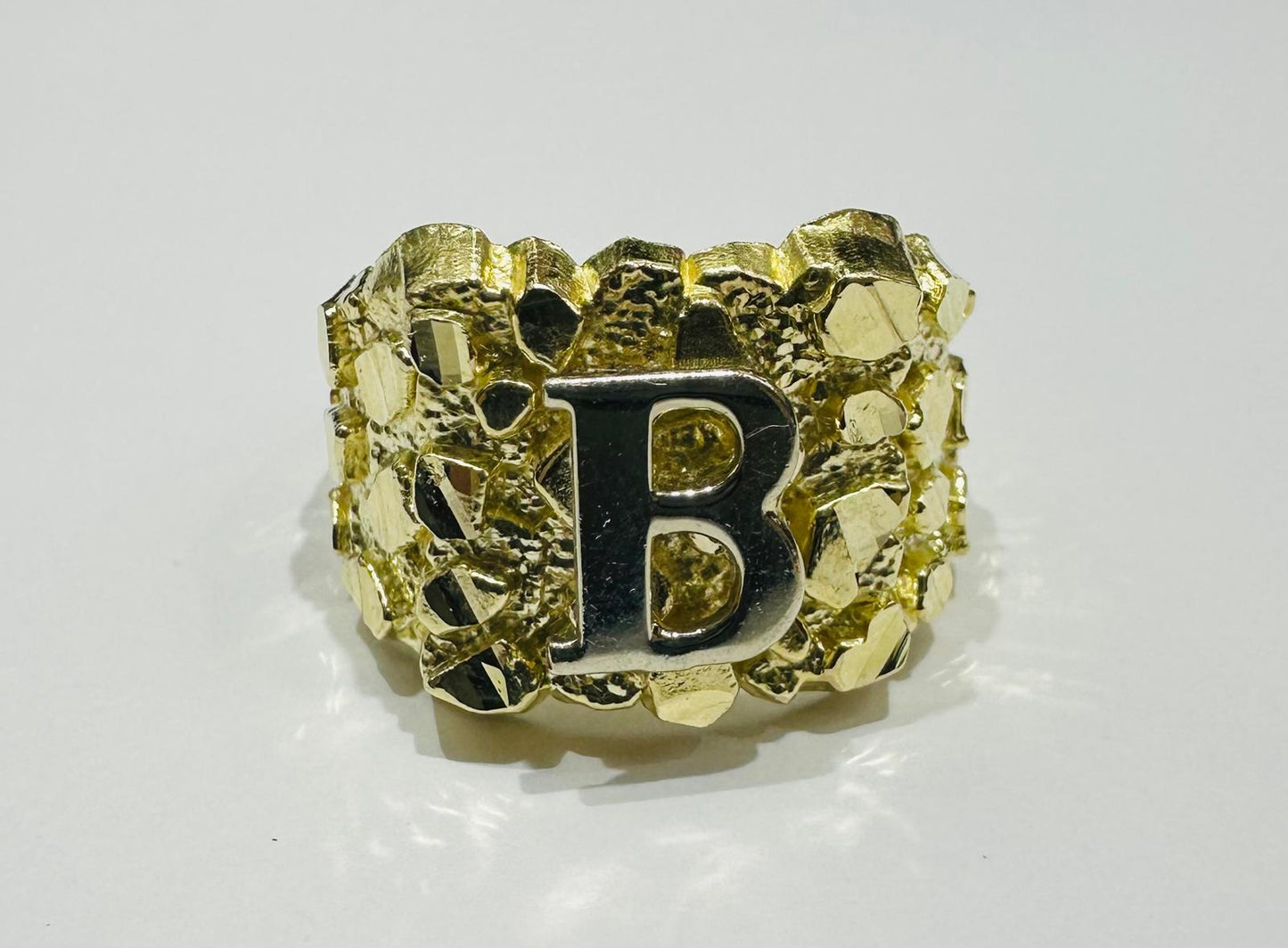 10K GOLD INITIAL LETTER "B" NUGGET RING - SIZE: 11.5 WEIGHT: 4.7gm