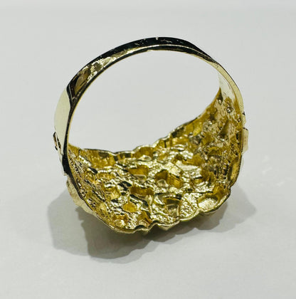 10K GOLD INITIAL LETTER "C" NUGGET RING - SIZE: 11.5 WEIGHT: 4.7gm