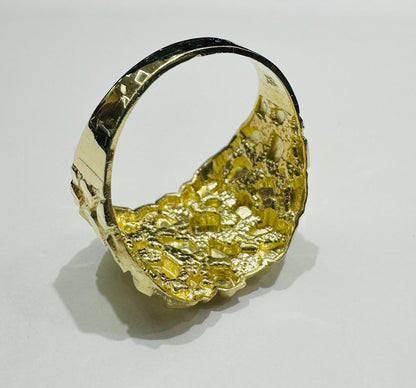 10K GOLD INITIAL LETTER "M" NUGGET RING - SIZE: 11.5 WEIGHT: 4.9gm