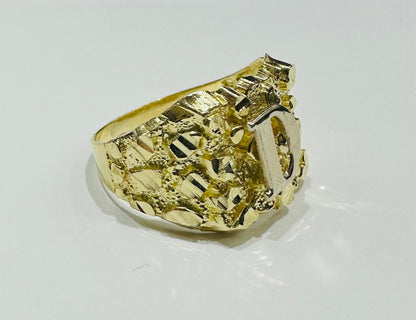 10K GOLD INITIAL LETTER "D" NUGGET RING - SIZE: 11.5 WEIGHT: 4.7gm