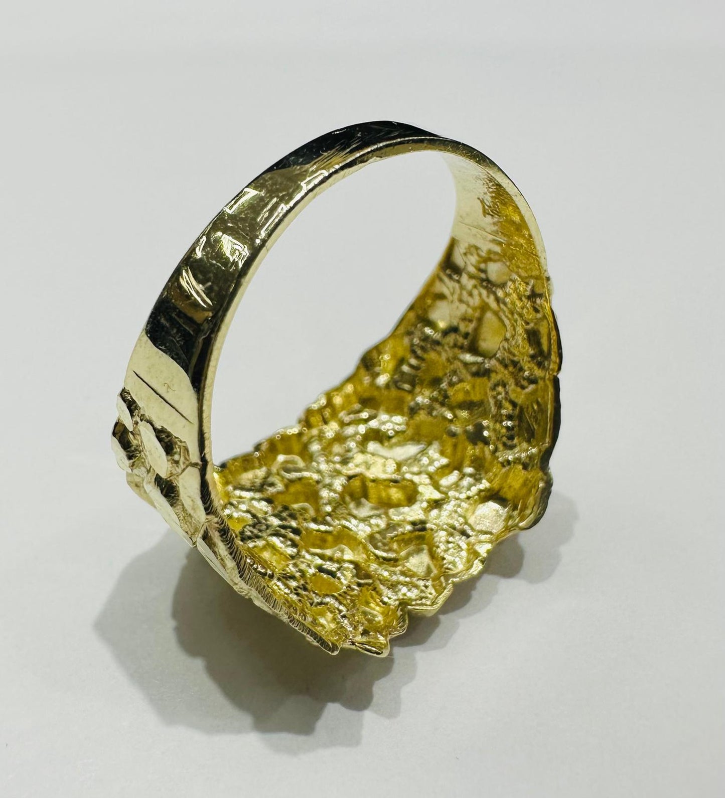 10K GOLD INITIAL LETTER "N" NUGGET RING - SIZE: 11.5 WEIGHT: 4.9gm