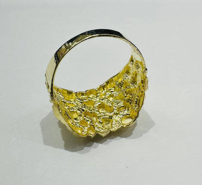 10K GOLD INITIAL LETTER "O" NUGGET RING - SIZE: 11.5 WEIGHT: 4.6gm