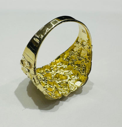 10K GOLD INITIAL LETTER "D" NUGGET RING - SIZE: 11.5 WEIGHT: 4.7gm