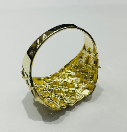 10K GOLD INITIAL LETTER "Y" NUGGET RING - SIZE: 11.5 WEIGHT: 4.6gm