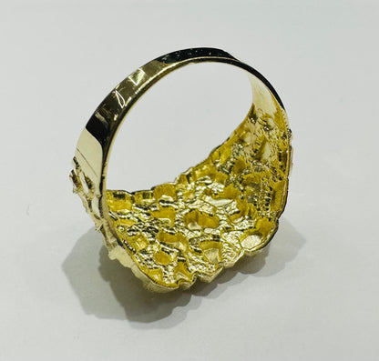 10K GOLD INITIAL LETTER "I" NUGGET RING - SIZE: 11.5 WEIGHT: 4.6gm