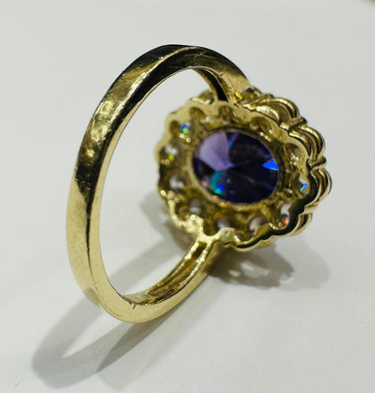 10K GOLD CZ STONE AMETHYST RING - SIZE: 6.8 WEIGHT: 5.5gm