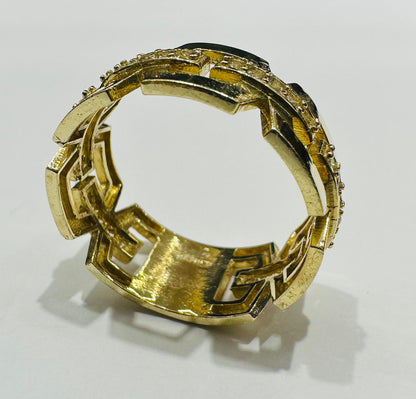 10K GOLD CZ STONE CHAIN LINK RING - SIZE: 12.0 WEIGHT: 6.0gm