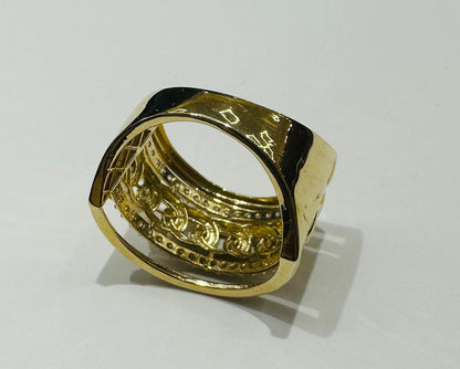 10K GOLD CZ STONE CHAIN LINK RING - SIZE: 7.6 WEIGHT: 3.6gm