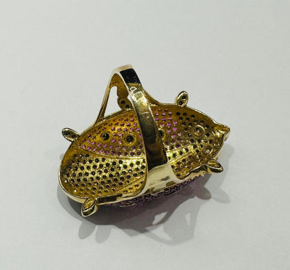 10K GOLD LADYBUG RING WITH CZ STONES -SIZE: 8.4  WEIGHT:  5.6gm