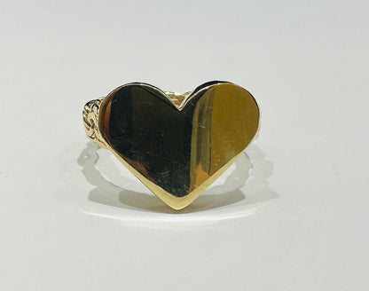 10K GOLD HEART CHINO LINK RING -SIZE: 11.8 WEIGHT: 8.3gm